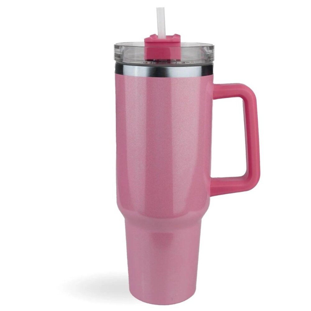 40‎ Oz Shimmer Tumbler Handle Mug Light Pink NWT